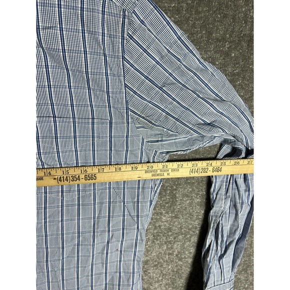 Tommy Hilfiger 80s 2 Ply Fabric Button Down Shirt Mens Size Small Blue Plaid - Picture 10 of 10